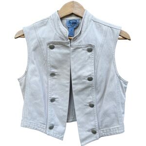 Cambridge Dry Goods Napoleonic Military Vest | Ivory Denim | Statement Layering